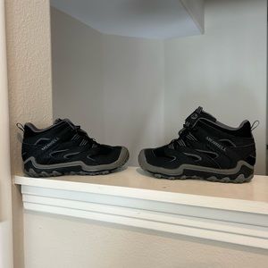 EUC Merrell M-Cham 7 AC Boys Size 3.5 Waterproof Black Hiking Boots MK262176